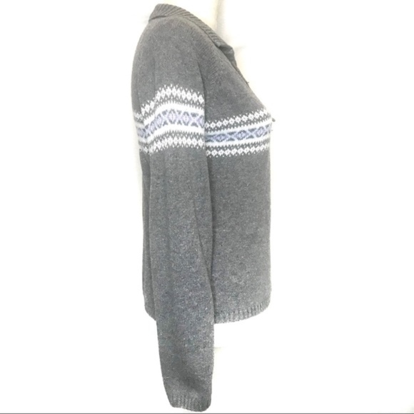 Aeropostale collared Nordic fair isle grey sweater - Picture 3 of 8